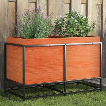 Gossi jardiniera de gradina, maro ceruit, 80x40x50 cm, lemn masiv pin