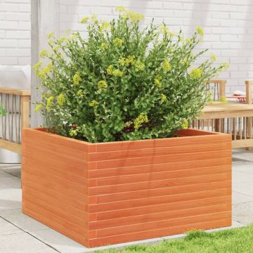 Gossi jardiniera de gradina, maro ceruit, 80x80x46 cm, lemn masiv pin
