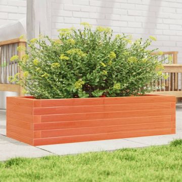 Gossi jardiniera de gradina, maro ceruit, 90x40x23 cm, lemn masiv pin