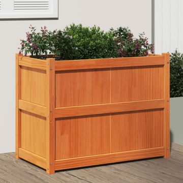 Gossi jardiniera de gradina, maro ceruit, 90x50x70 cm, lemn masiv pin