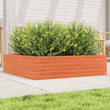 Gossi jardiniera de gradina, maro ceruit, 90x90x23 cm, lemn masiv pin