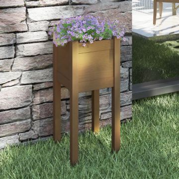 Gossi jardiniera de gradina, maro miere, 31x31x70 cm, lemn masiv pin