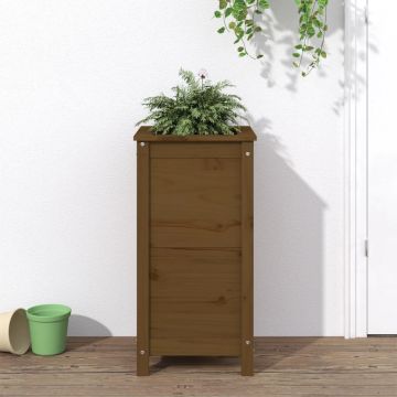 Gossi jardiniera de gradina, maro miere, 40x40x78 cm, lemn masiv pin