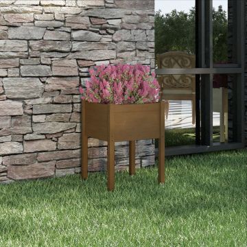 Gossi jardiniera de gradina, maro miere, 50x50x70 cm, lemn masiv pin