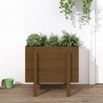 Gossi jardiniera de gradina, maro miere, 62x50x57 cm, lemn masiv pin