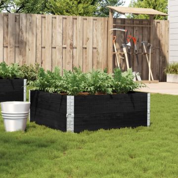 Gossi jardiniera de gradina, negru, 100x100 cm, lemn masiv pin