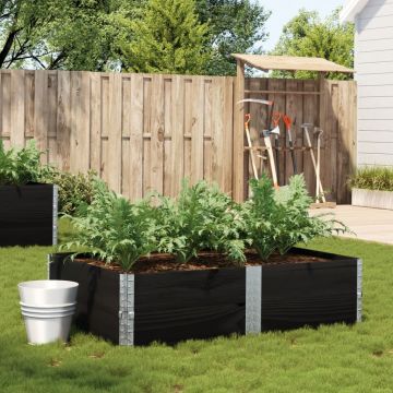 Gossi jardiniera de gradina, negru, 150x100 cm, lemn masiv pin