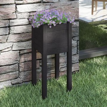 Gossi jardiniera de gradina, negru, 31x31x70 cm, lemn masiv de pin