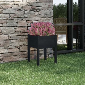 Gossi jardiniera de gradina, negru, 50x50x70 cm, lemn masiv de pin