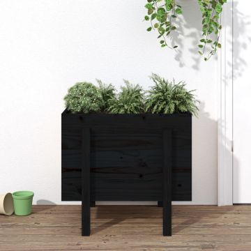 Gossi jardiniera de gradina, negru, 62x50x57 cm, lemn masiv pin