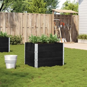 Gossi jardiniera de gradina, negru, 80x60 cm, lemn masiv pin
