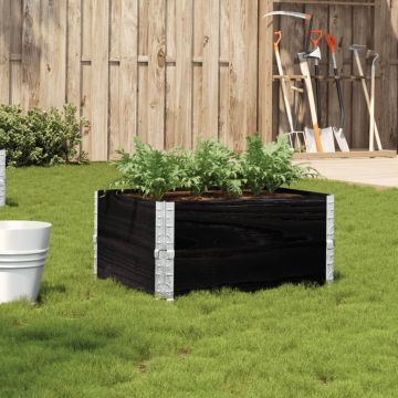 Gossi jardiniera de gradina, negru, 80x60 cm, lemn masiv pin