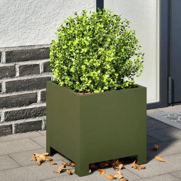 Gossi jardiniera de gradina, verde masliniu, 30x30x30 cm, otel