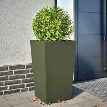 Gossi jardiniera de gradina, verde masliniu, 45x45x75 cm, otel