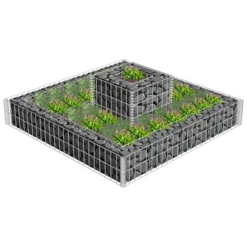 Gossi jardiniera gabion, 120 x 120 x 20 cm, otel galvanizat