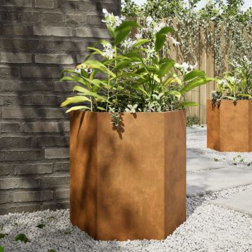 Gossi jardiniera gradina 2 buc. 46x40x45cm otel corten hexagonala