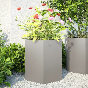 Gossi jardiniera gradina 2 buc. 46x40x45cm otel inoxidabil hexagonala