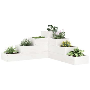 Gossi jardiniera gradina 4 niveluri, alb 80,5x79x36 cm lemn masiv pin