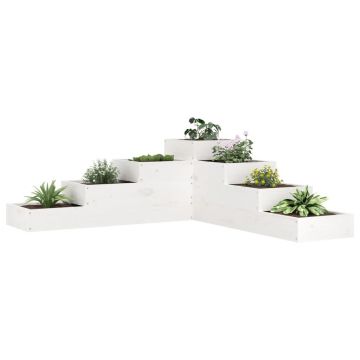 Gossi jardiniera gradina cu 4 niveluri, alb, 106x104,5x36 cm lemn pin