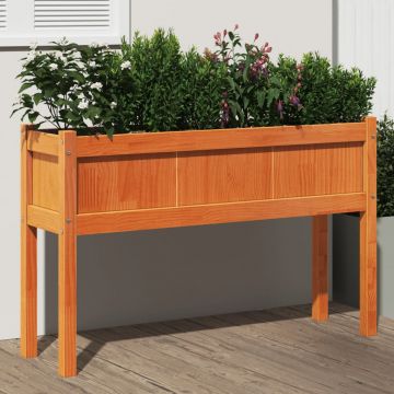 Gossi jardiniera gradina cu picioare maro ceruit 110x31x70cm lemn pin