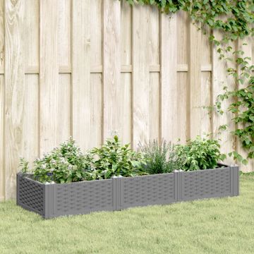 Gossi jardiniera gradina cu tarusi, gri deschis, 125x40x28,5 cm pp