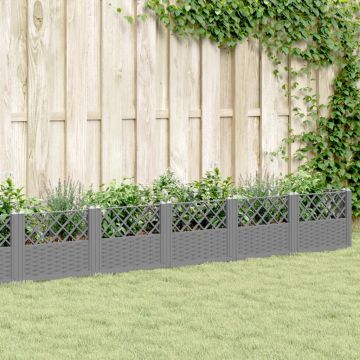 Gossi jardiniera gradina cu tarusi gri deschis 363,5x43,5x43,5 cm, pp