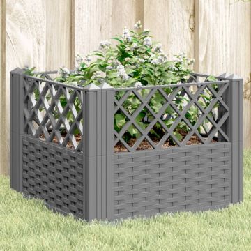 Gossi jardiniera gradina cu tarusi gri deschis, 43,5x43,5x43,5 cm, pp