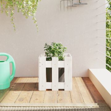 Gossi jardiniera gradina design gard, alb, 30x30x30 cm lemn masiv pin