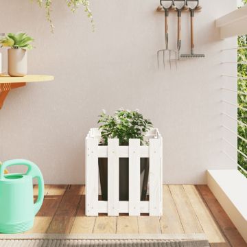 Gossi jardiniera gradina design gard, alb, 40x40x40 cm lemn masiv pin
