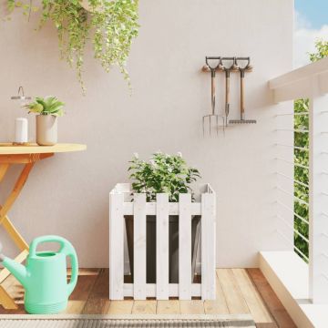 Gossi jardiniera gradina design gard, alb, 50x50x50 cm lemn masiv pin