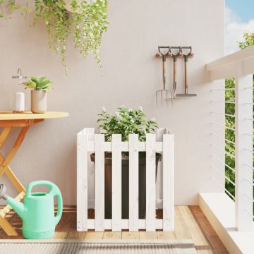 Gossi jardiniera gradina design gard, alb, 60x60x60 cm lemn masiv pin