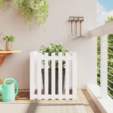 Gossi jardiniera gradina design gard, alb, 70x70x70 cm lemn masiv pin