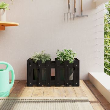 Gossi jardiniera gradina design gard negru 60x30x30 cm lemn masiv pin