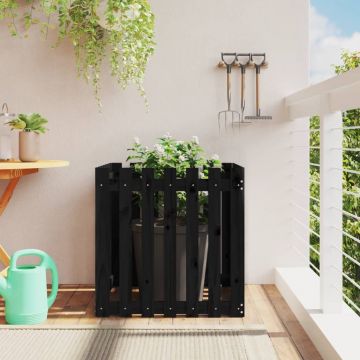 Gossi jardiniera gradina design gard negru 70x70x70 cm lemn masiv pin