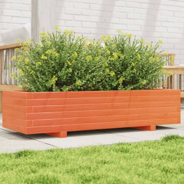 Gossi jardiniera gradina, maro ceruit, 110x40x26,5 cm, lemn masiv pin