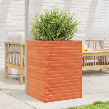 Gossi jardiniera gradina, maro ceruit, 50x50x68,5 cm, lemn masiv pin
