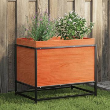 Gossi jardiniera gradina, maro ceruit, 60x40x50 cm, lemn masiv pin