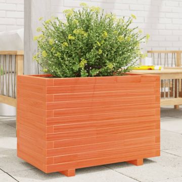 Gossi jardiniera gradina, maro ceruit, 70x40x49,5 cm, lemn masiv pin