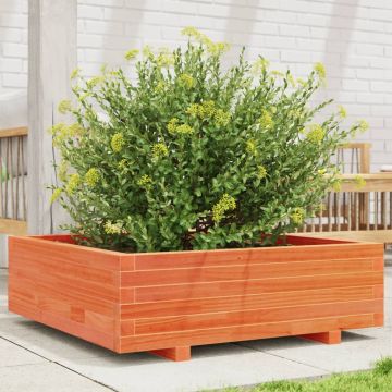 Gossi jardiniera gradina, maro ceruit, 80x80x26,5 cm, lemn masiv pin