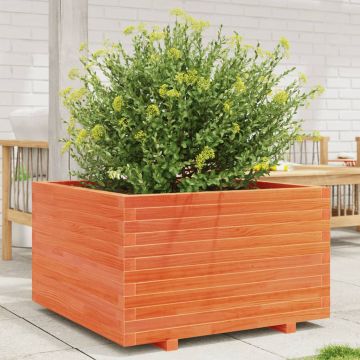 Gossi jardiniera gradina, maro ceruit, 80x80x49,5 cm, lemn masiv pin