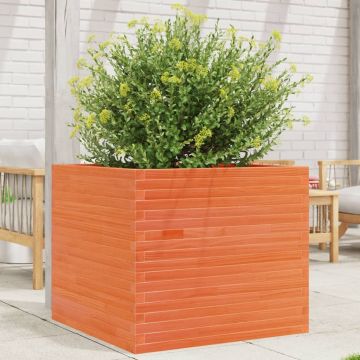 Gossi jardiniera gradina, maro ceruit, 80x80x68,5 cm, lemn masiv pin