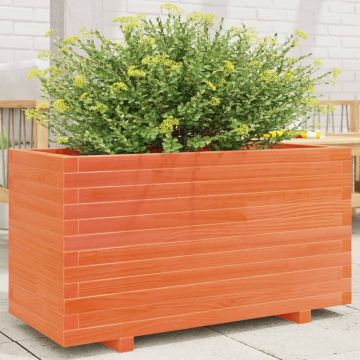 Gossi jardiniera gradina, maro ceruit, 90x40x49,5 cm, lemn masiv pin