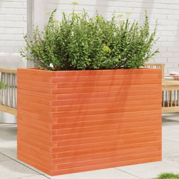 Gossi jardiniera gradina, maro ceruit, 90x60x68,5 cm, lemn masiv pin