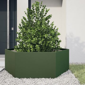 Gossi jardiniera gradina verde masliniu 138x120x45 cm otel hexagonal