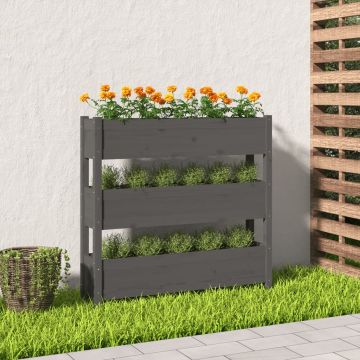 Gossi jardiniera, gri, 112x25x104,5 cm, lemn masiv de pin