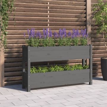 Gossi jardiniera, gri, 112x25x66 cm, lemn masiv de pin