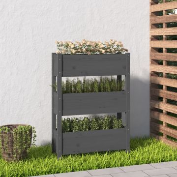 Gossi jardiniera, gri, 77 x 25 x 104,5 cm, lemn masiv de pin