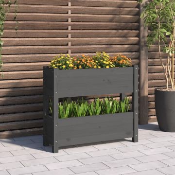 Gossi jardiniera, gri, 77x25x66 cm, lemn masiv de pin