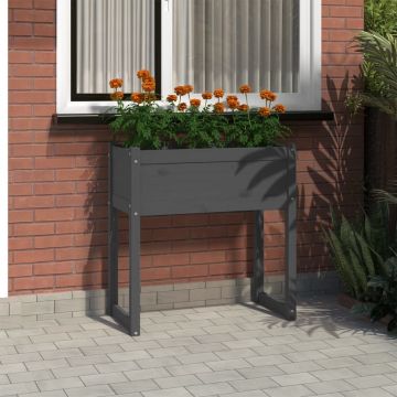 Gossi jardiniera, gri, 78x40x81 cm, lemn masiv de pin