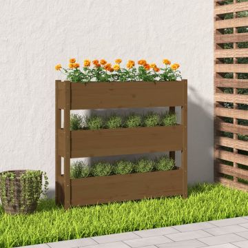 Gossi jardiniera, maro miere, 112x25x104,5 cm, lemn masiv de pin